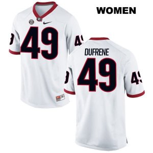 Women's Georgia Bulldogs NCAA #49 Christian Dufrene Nike Stitched White Authentic College Football Jersey RRG1454DW